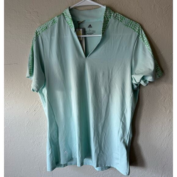 NWT Adidas Golf Women's Polo Shirt UPF 50 in Light Blue Size L - Picture 1 of 9